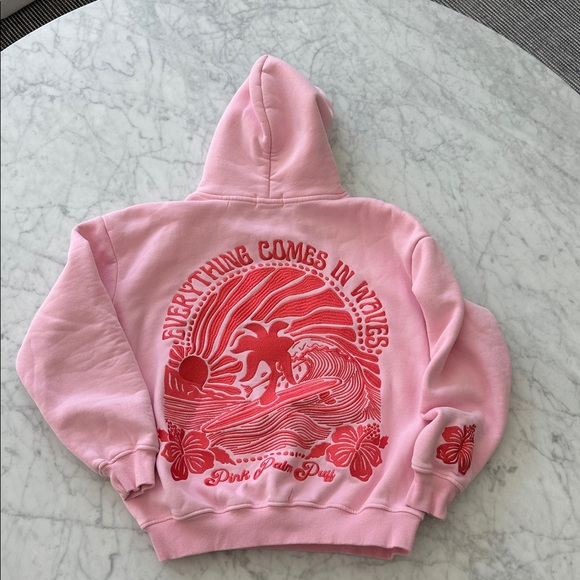 Kids Pink Palm Puff Hoodie with Palm Tree Design size xs - Picture 3 of 3
